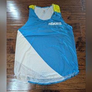 Hoka One One Blue and White Running Tank Top Size Small